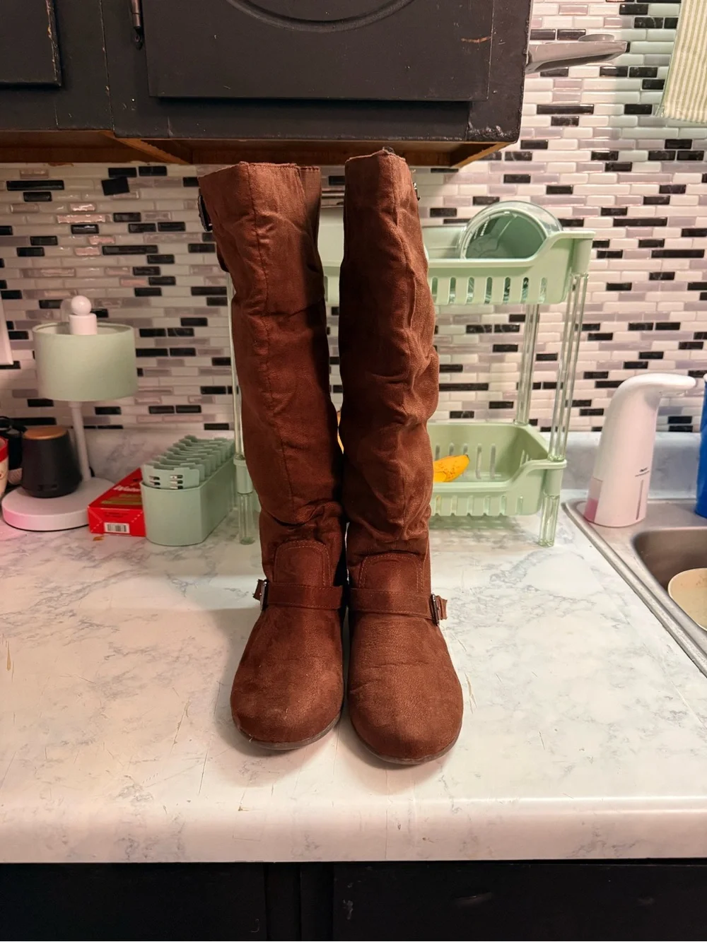 Rampage Womens 8.5 Brown Faux Suede Slouch Knee High Boots
